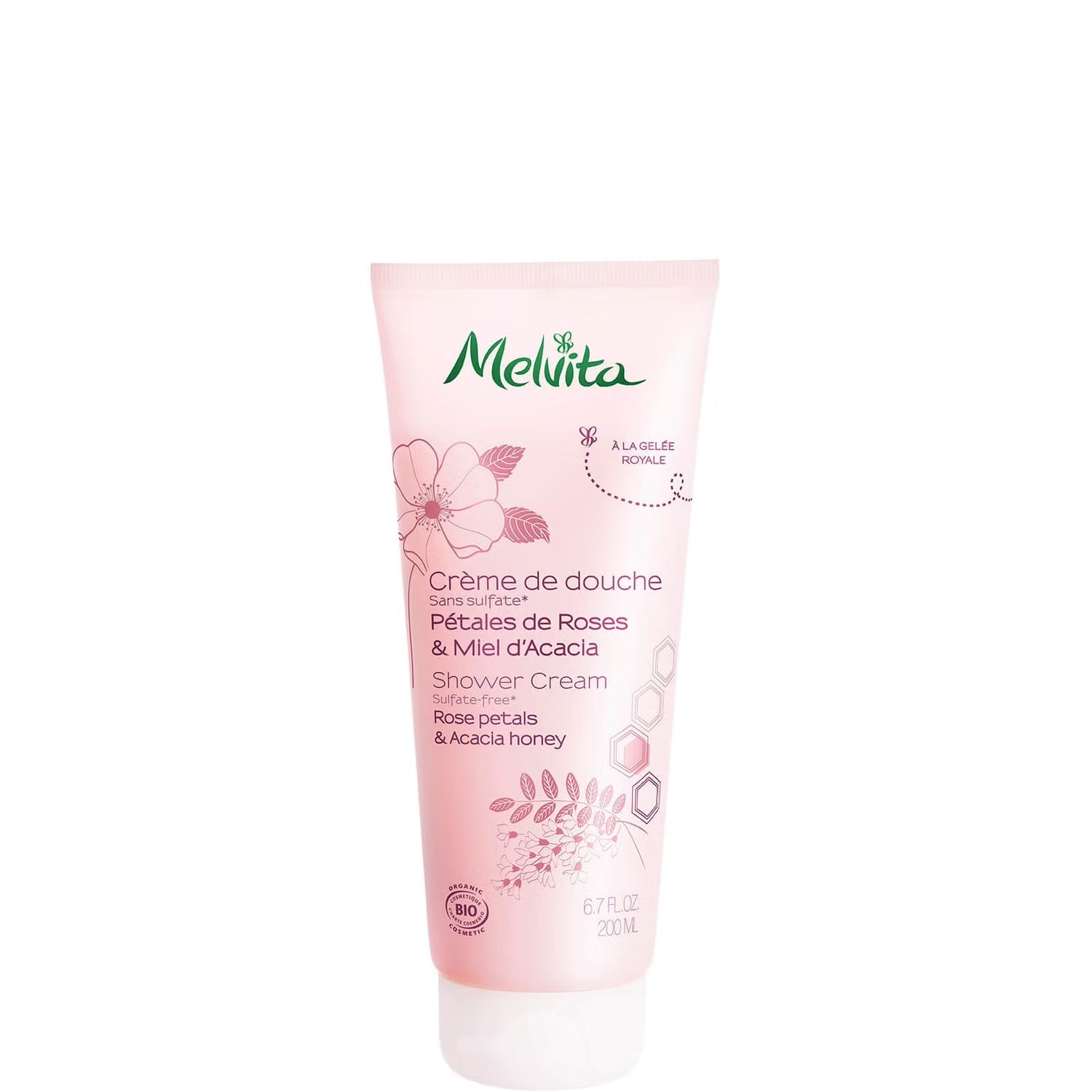 Melvita 有機玫瑰花瓣槐花蜜沐浴乳 | ROSE PETALS & ACACIA HONEY SHOWER CREAM  200ML